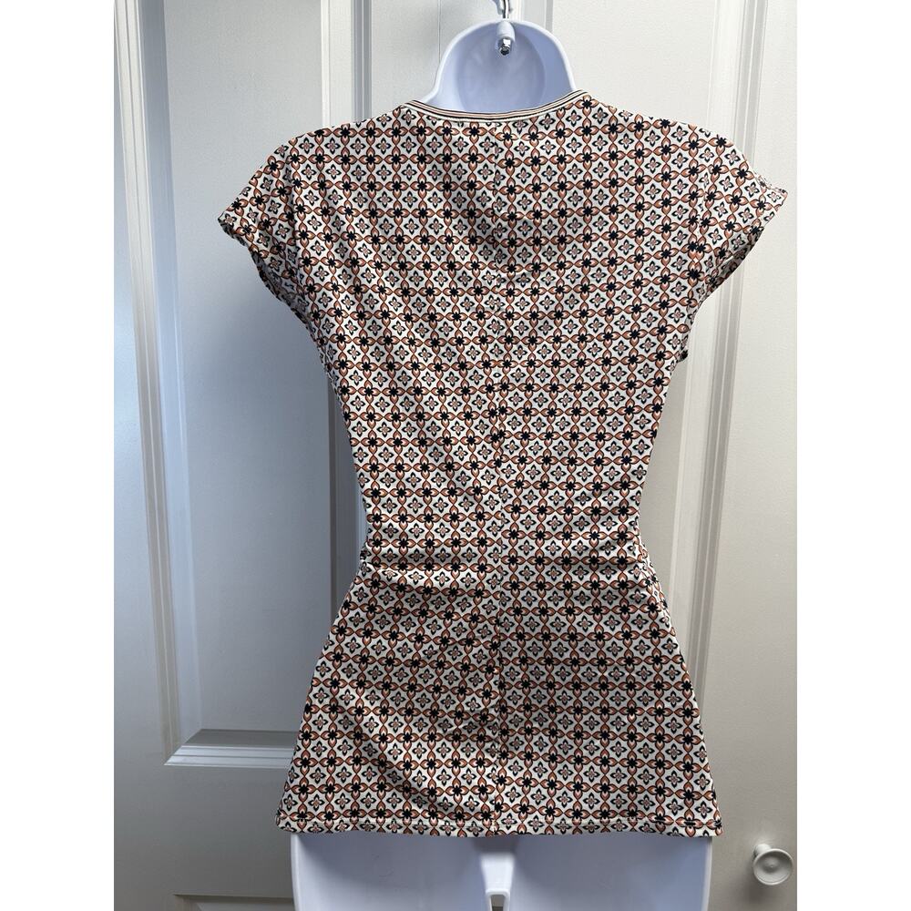 Max Studio Top Womens X-Small White Blouse Shirt Ruched Wrap Knit Career New - Picture 7 of 13